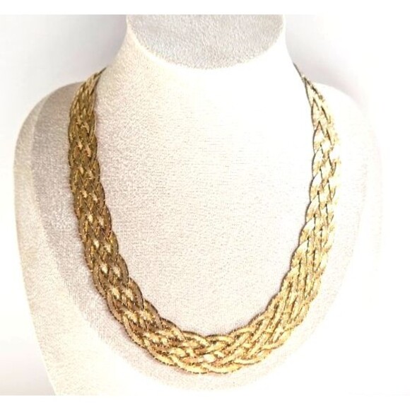 Milor Italy 925 Sterling Silver Gold Vermeil Woven Reversible Necklace 18” 39.3g - Picture 1 of 7